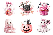 Watercolor Halloween Pink Ghost PNG, a Transportation Illustration by SinaCreation (Thumbnail 5 of 6)