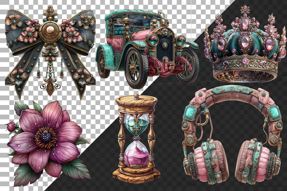 Shabby Chic Steampunk Clipart Bundle, an Illustration by NiiiNArt (Photo 5 of 6)