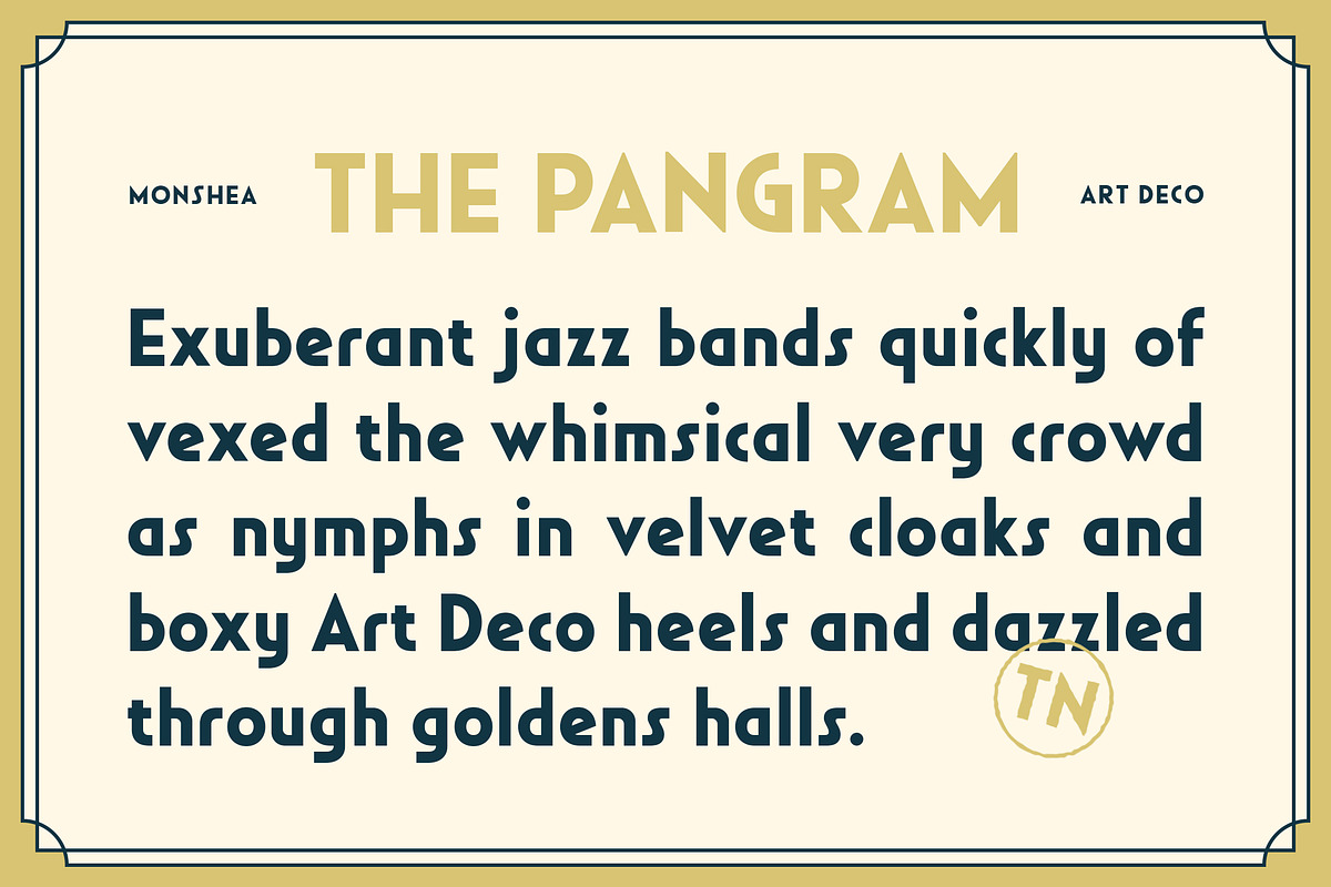 Monshea - Bold Art Deco Sans Font, a Sans Serif Font by Typia Nesia (Photo 6 of 12)