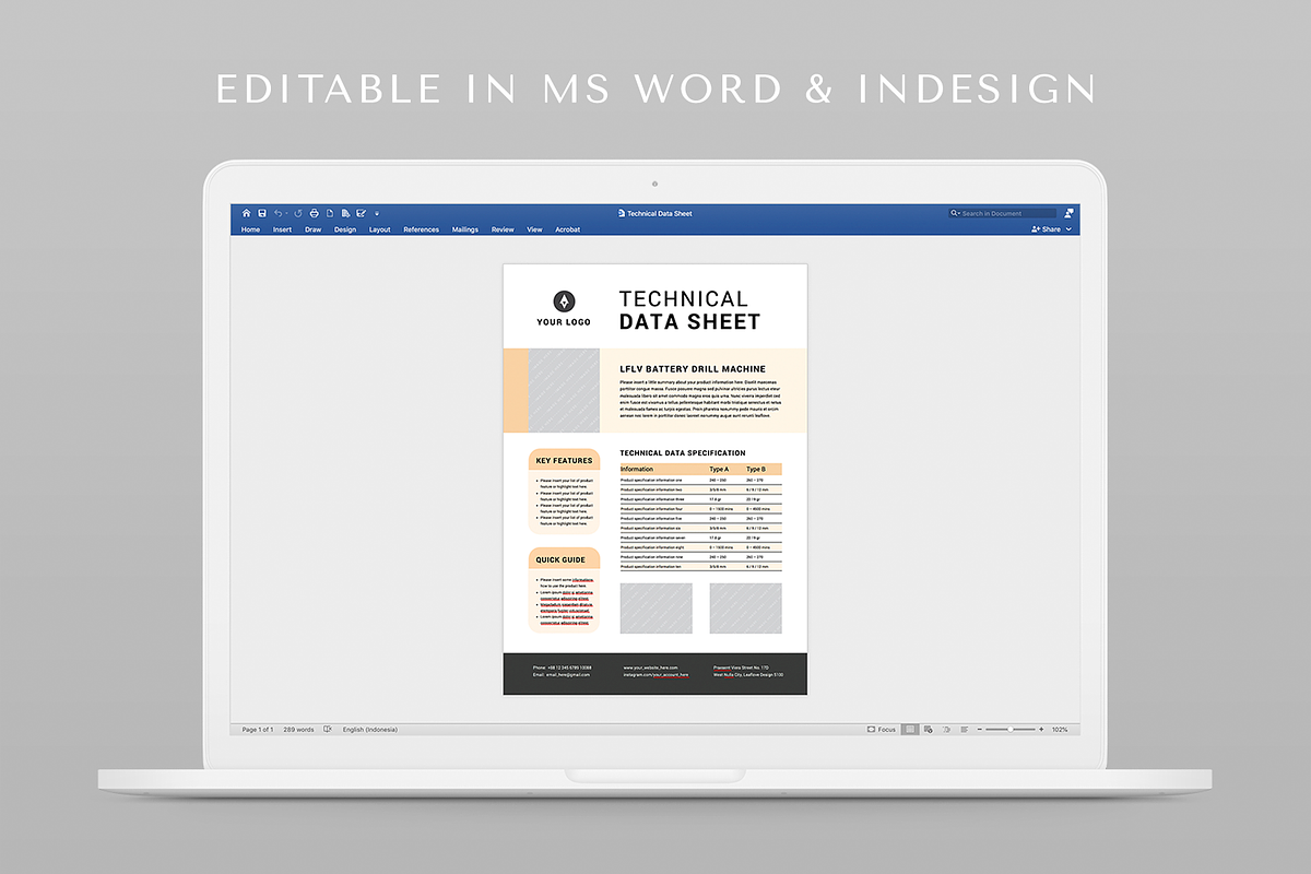 Technical Data Sheet, a Flyer Template by Leaflove