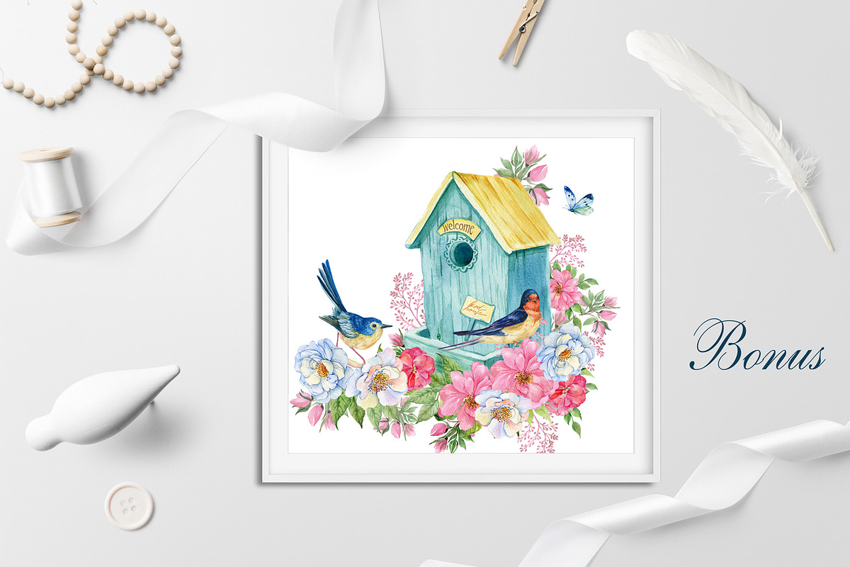 Peacocks and flowers/watercolor, an Illustration by MitrushovaArt (Photo 6 of 7)