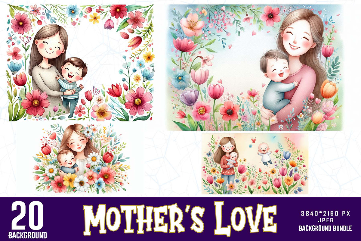 Cute Mother's Day Background Bundle, a Graphic by Sofia's Fashion (Photo 1 of 2)