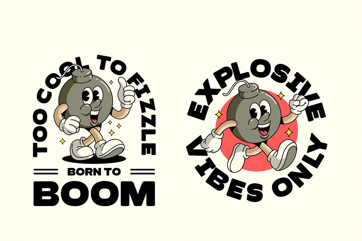 Retro Boom Characters, an Object Illustration by Graptail (Photo 6 of 8)