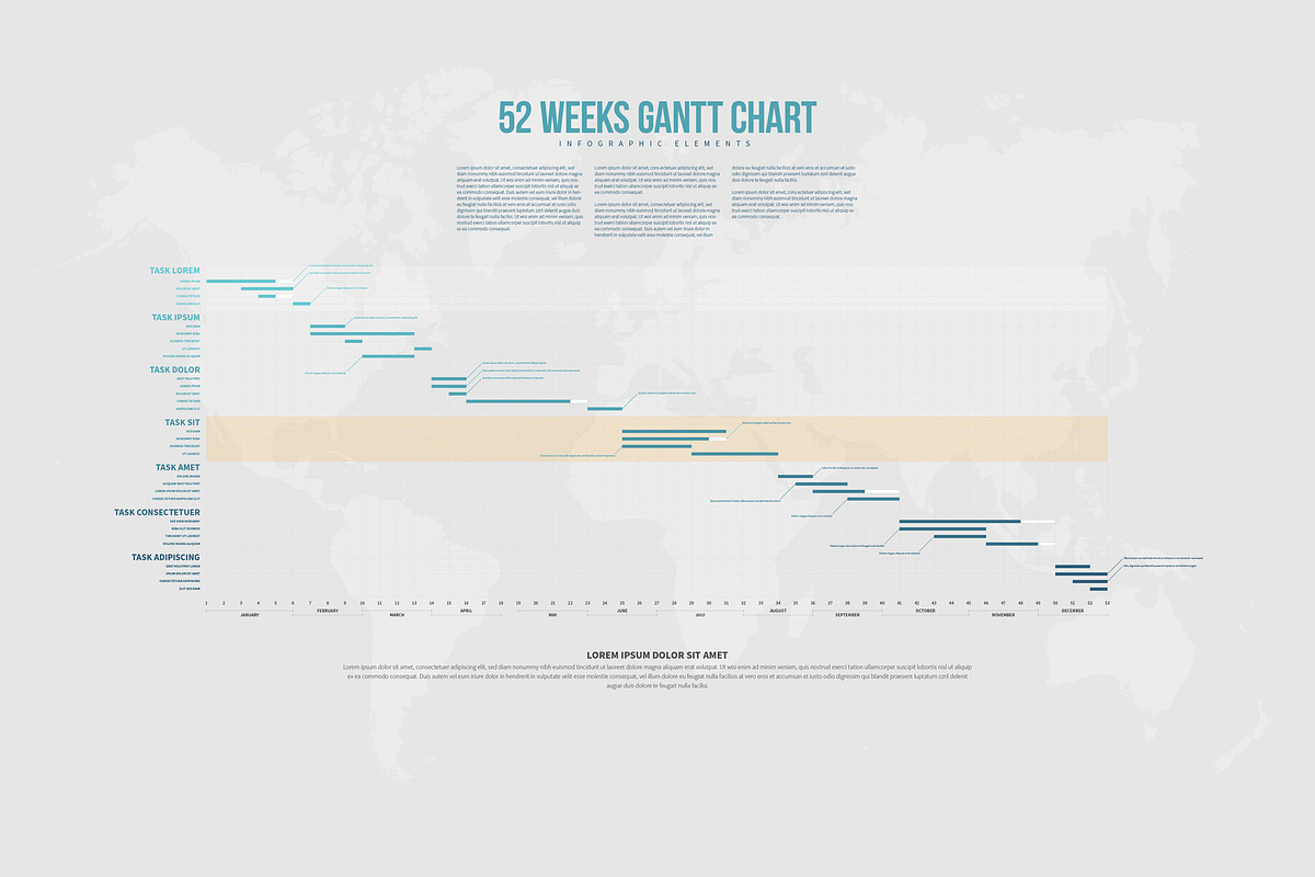 52 Weeks Gantt Infographic, a Templates & Theme by h.utomo