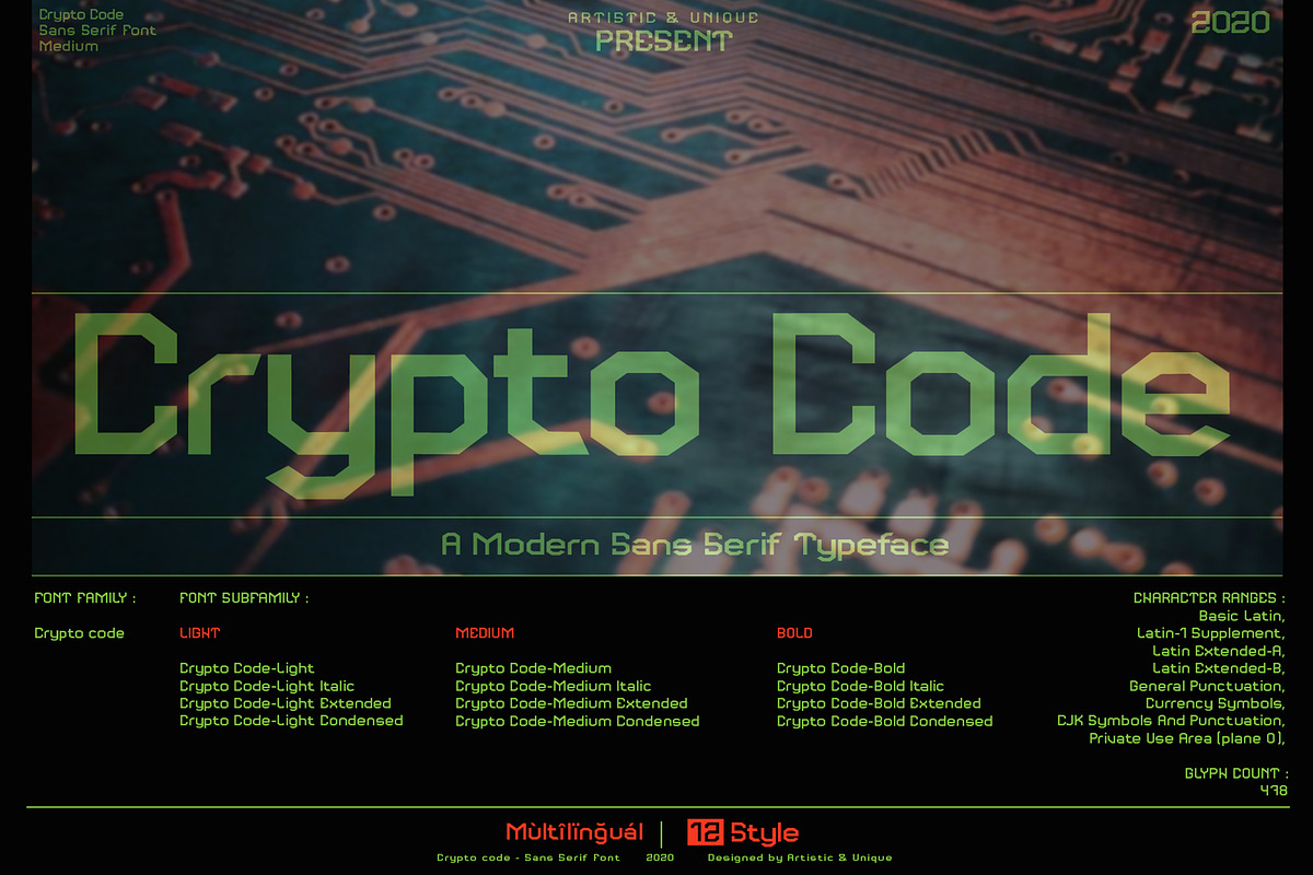 Crypto code - Sans Serif font family