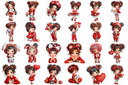 Cute Little Valentine Girls Clipart, an Illustration by Daily.Designs (Thumbnail 4 of 5)