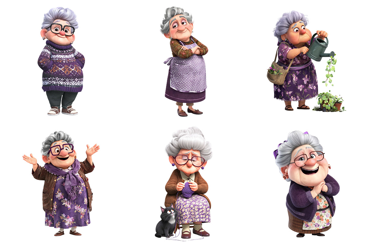 Whimsical Funny Grandma Clipart, an Illustration by Craft Nest (Photo 6 of 8)
