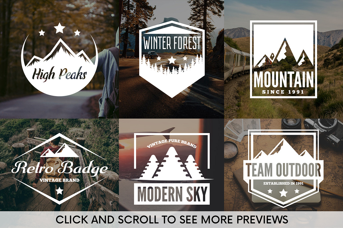 Set of Mountains Logo & Badges, a Branding & Logo Template by Lustra Frisk (Photo 2 of 3)
