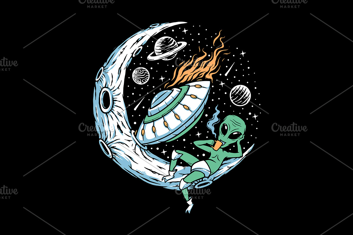 Alien stranded on the moon, a Person Illustration by gunaonedesign (Photo 1 of 4)