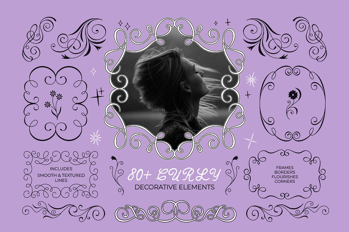 Curly Flourish Frames & Borders, an Object Graphic by venimo (Photo 3 of 15)