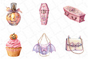 Watercolor Girly Halloween Clipart, an Illustration by DreamPrint404 (Thumbnail 5 of 5)