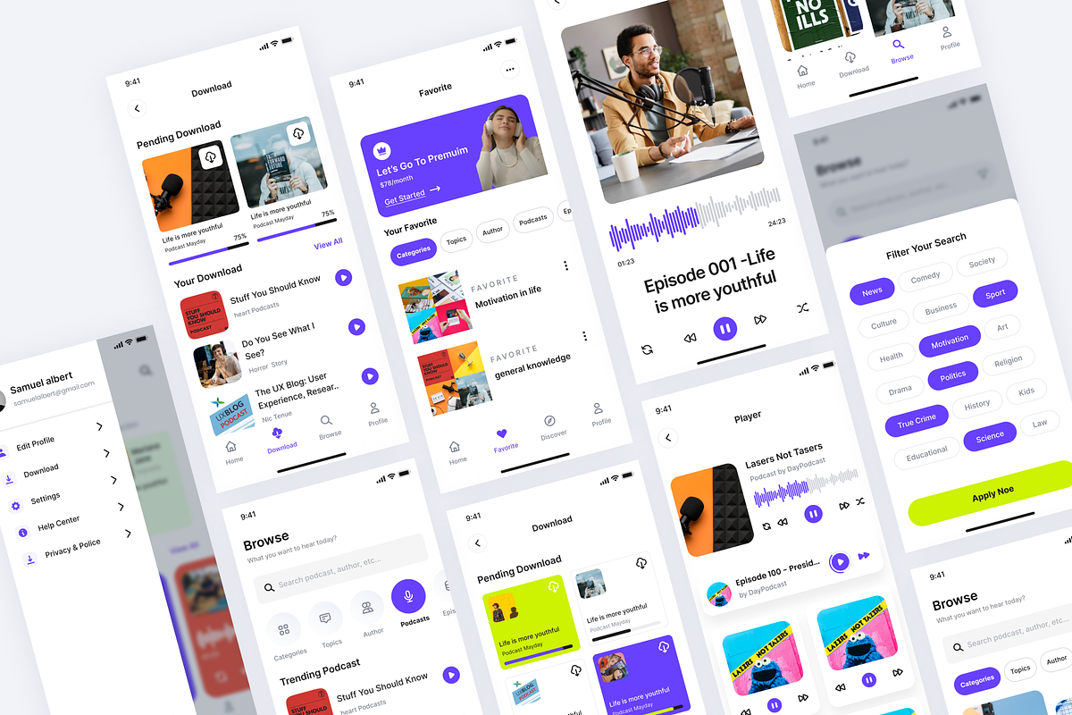Corecast - Podcast App UI Kit, an UI Kit Template by Sans Design (Photo 6 of 6)