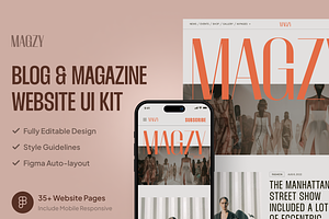 Magzy - Blog & Magazine Website UI K, an UI Kit Template by dhuhacreative