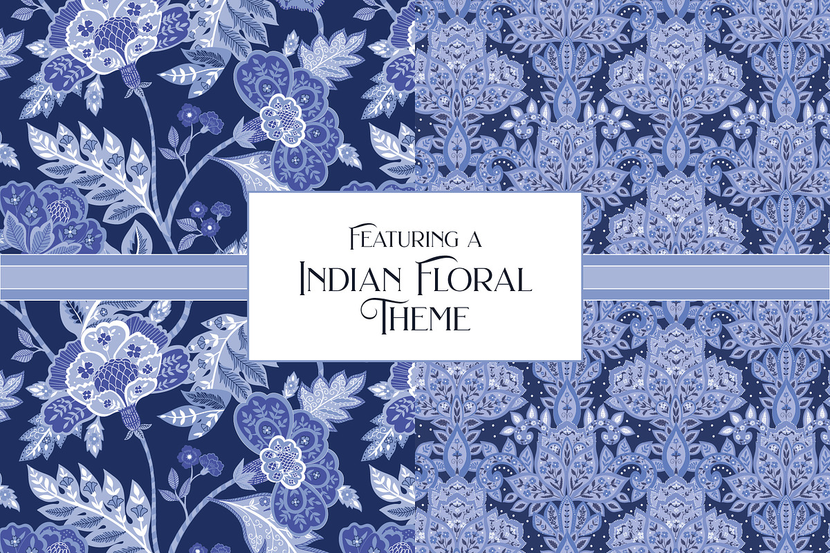 Boho Indian Blue White Patterns, a Pattern Graphic by RachelStudio (Photo 3 of 8)