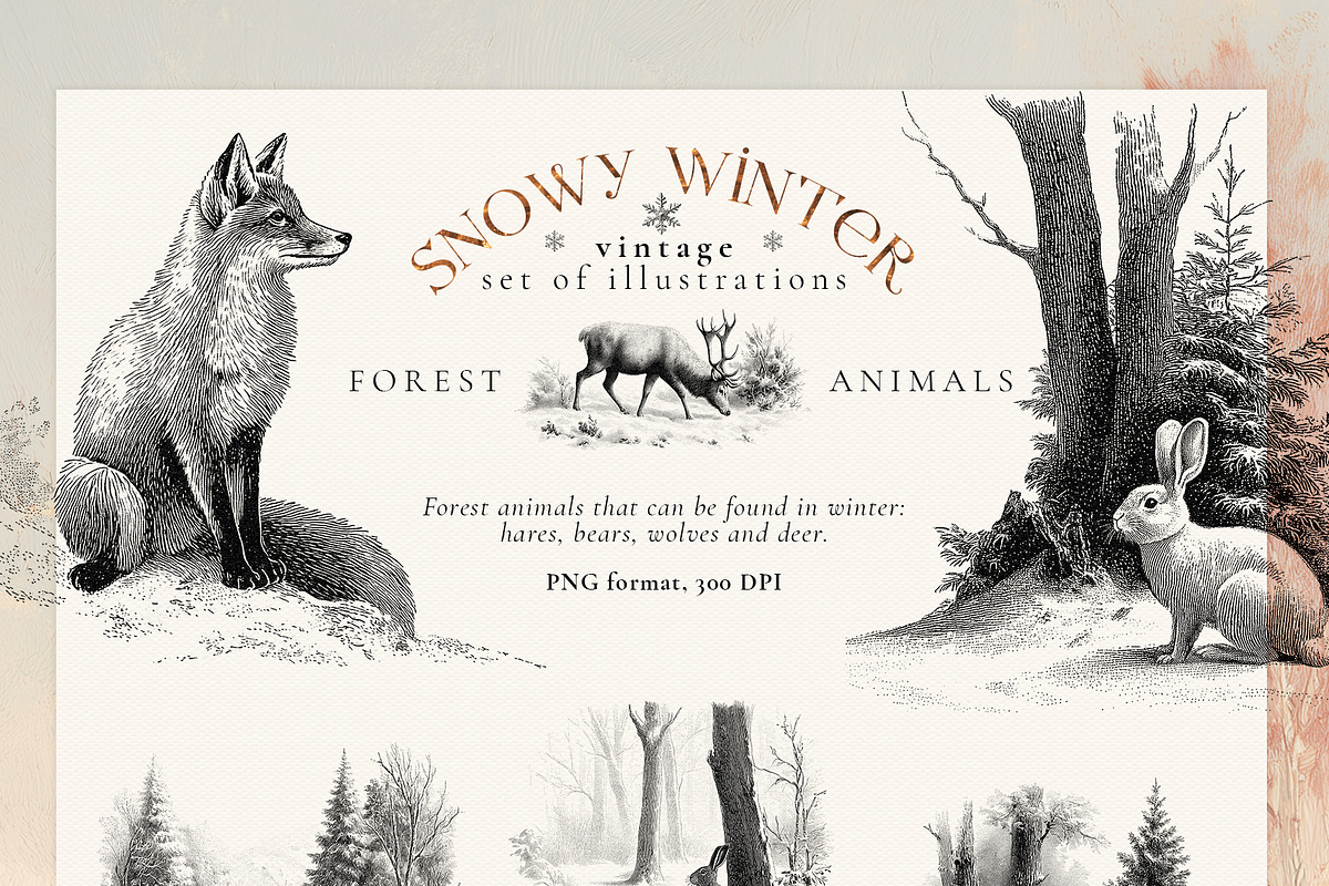 Snowy Winter - vintage illustrations, a Seasonal Illustration by Pamyatka Shop (Photo 4 of 17)