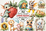 Cute Baby Dragon Spring Clipart Set, an Animal Illustration by RobertsArt (Thumbnail 1 of 5)