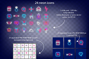 Happy Valentines Day neon pack, an Illustration by GapArt (Thumbnail 2 of 7)