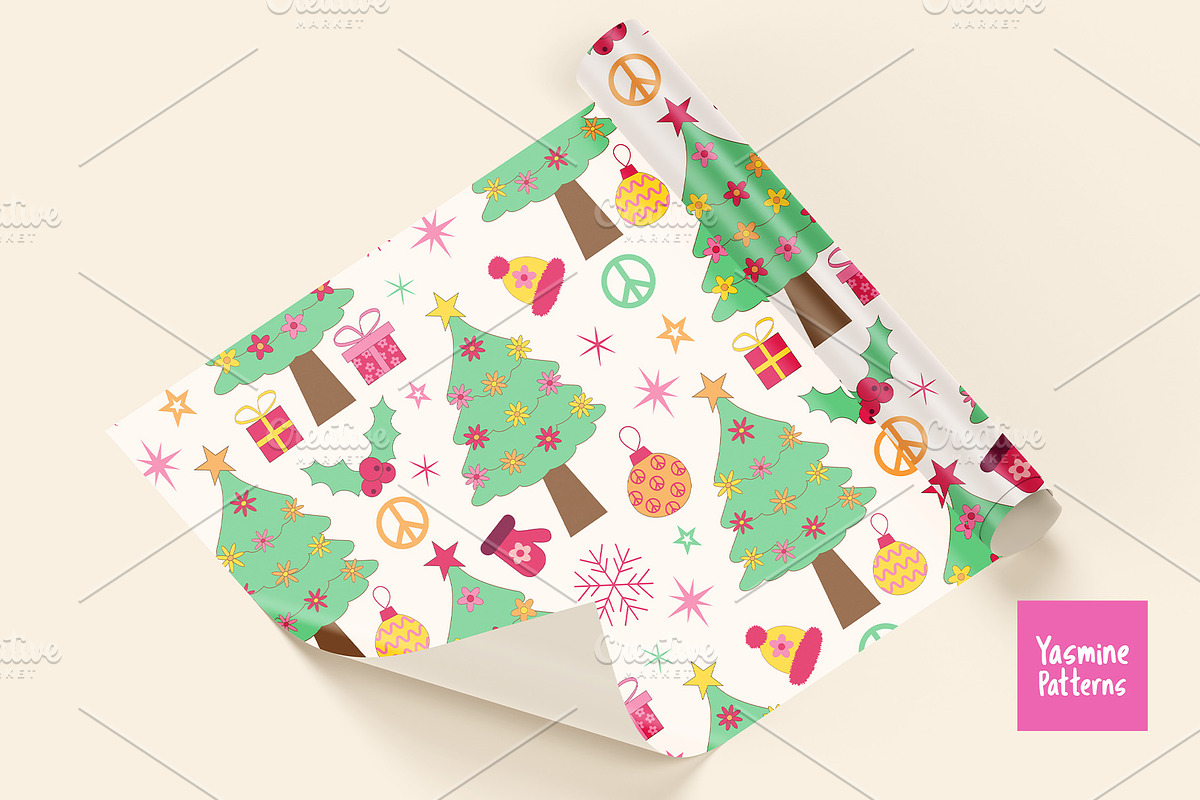 Groovy Christmas Patterns & Cliparts, a Pattern Graphic by Yasmine Patterns (Photo 4 of 8)