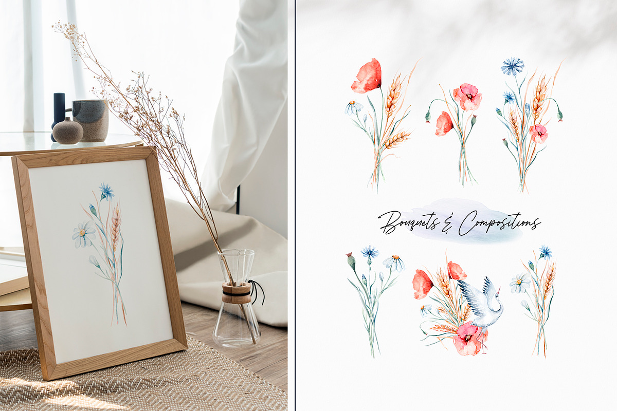 Storks and wild flowers collection, an Animal Illustration by Peace ART (Photo 7 of 15)