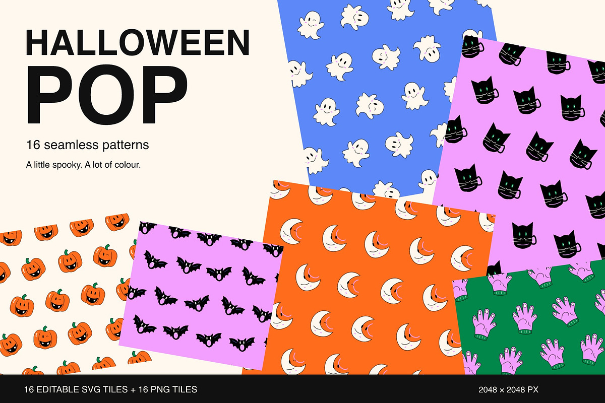 Halloween Pop - 16 Seamless Patterns, a Pattern Graphic by Oday Noon (Photo 1 of 9)