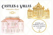 Castles & villas watercolor clipart, an Illustration by LABFcreations (Thumbnail 2 of 5)
