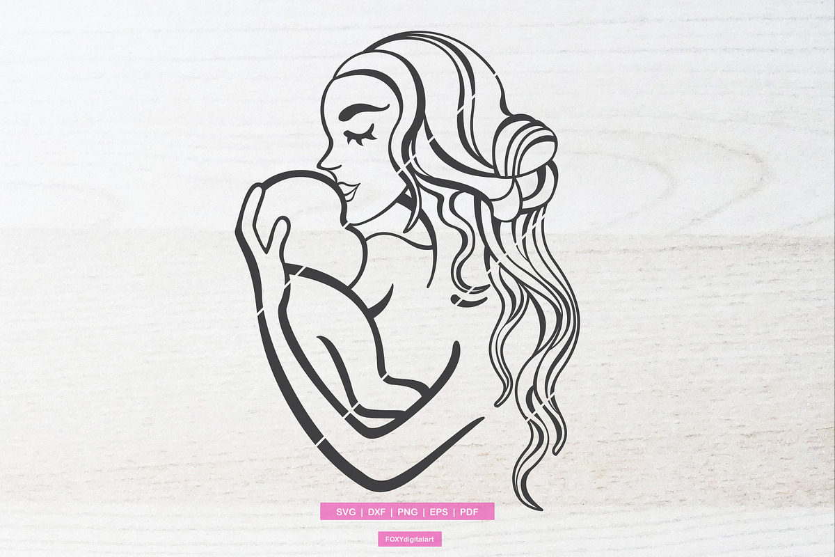 Mom And Baby Svg, Mom Holding Baby, a Texture Graphic by FOXYdigitalart (Photo 1 of 2)