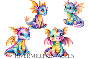 Colorful Watercolor Dragon Clipart, an Animal Illustration by Rivermill Printables (Thumbnail 3 of 4)