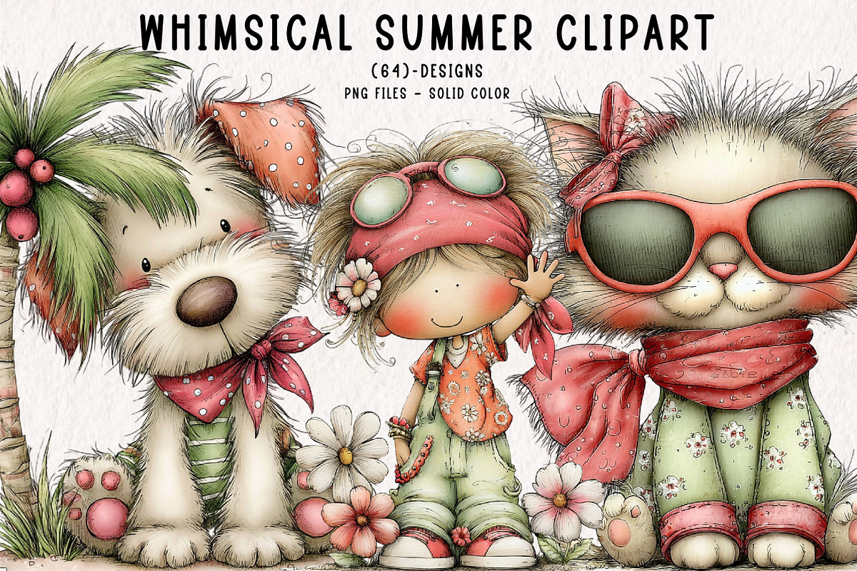 Whimsical Summer Clipart Bundle, an Illustration by CreationArt (Photo 1 of 7)
