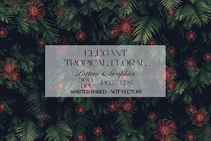 Elegant Tropical Floral Pattern, a Pattern Graphic by StudioGlouna