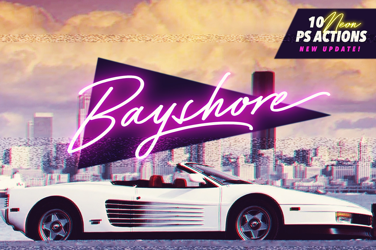 Bayshore + New! Neon Glow Vaporwave Fonts