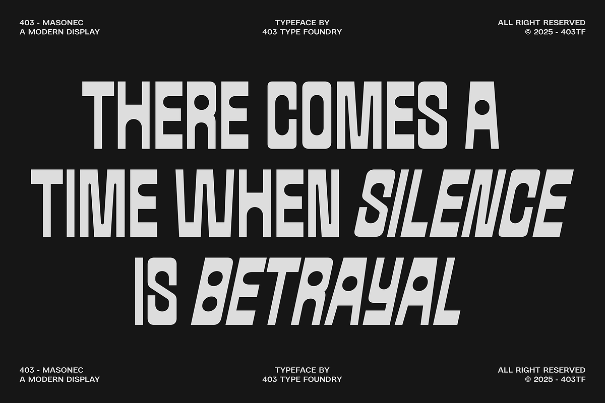 403 Masonec — Brutalist Display Font, a Sans Serif Font by 403 Type Foundry (Photo 8 of 15)