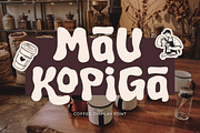 Mau Kopiga - Coffee Display Font, a Handwritten Font by trabaskriya (Thumbnail 1 of 11)