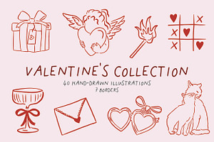 Hand-drawn Valentine Illustrations, an Illustration by Em&M Studio