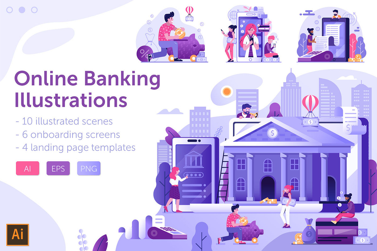 Online Banking Web Illustrations, a Finance Illustration by Alex Krugli (Photo 1 of 14)