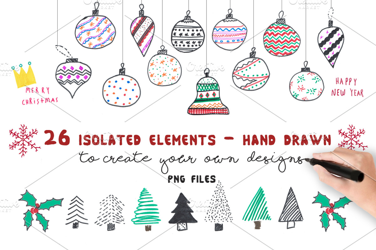 Hand Drawn Christmas Background, an Illustration by MaraquelaStudio (Photo 3 of 7)