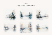 -30% Watercolor Winter Scene Clipart, a Seasonal Illustration by bloomscape (Thumbnail 9 of 10)