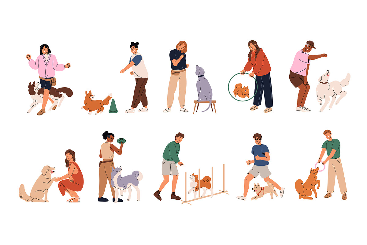People training dogs set, a Person Illustration by PaperTrident (Photo 1 of 6)