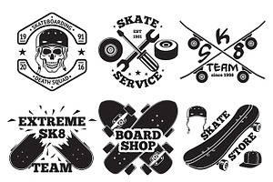 Set Of Skatboarding Labels & Stuff