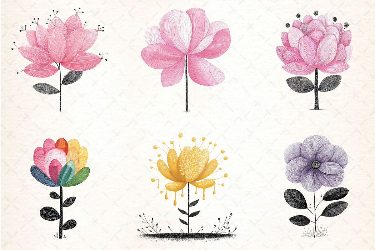 Abstract Flower Clipart Bundle, an Illustration by DreamCafeArt (Photo 8 of 8)