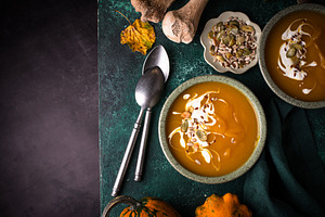 Vegetarian autumn pumpkin cream soup, a Food & Drink Photo by Yulia Furman