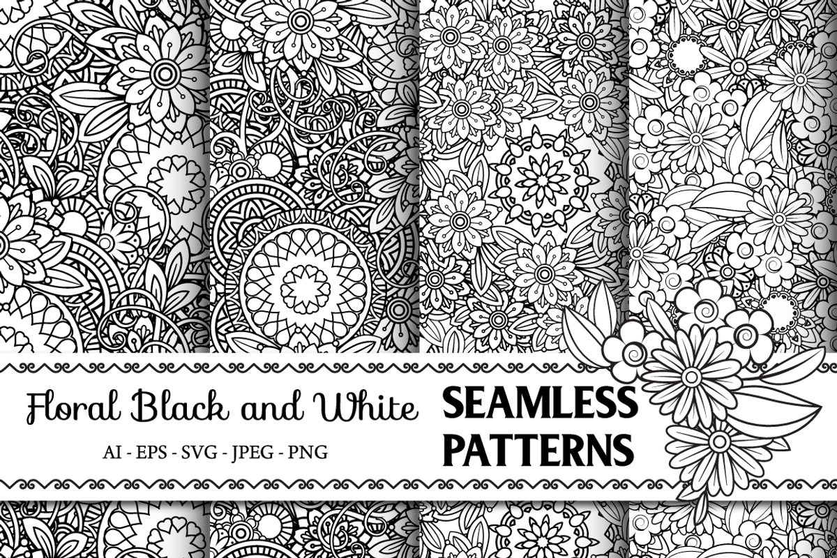 Floral Seamless Patterns, a Pattern Graphic by Elinorka (Photo 1 of 5)