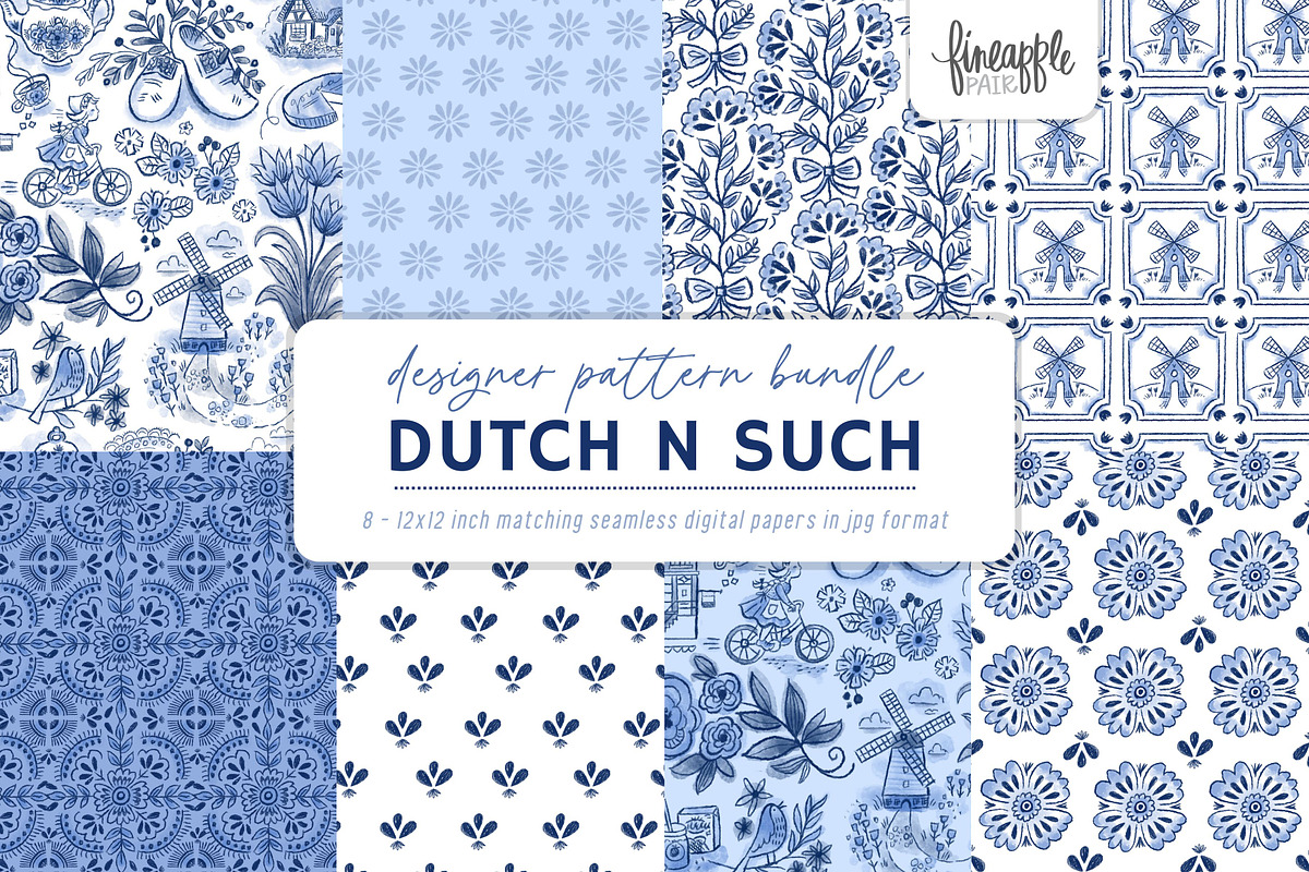Dutch Heritage Seamless Patterns, a Pattern Graphic by FINEAPPLE (Photo 1 of 9)