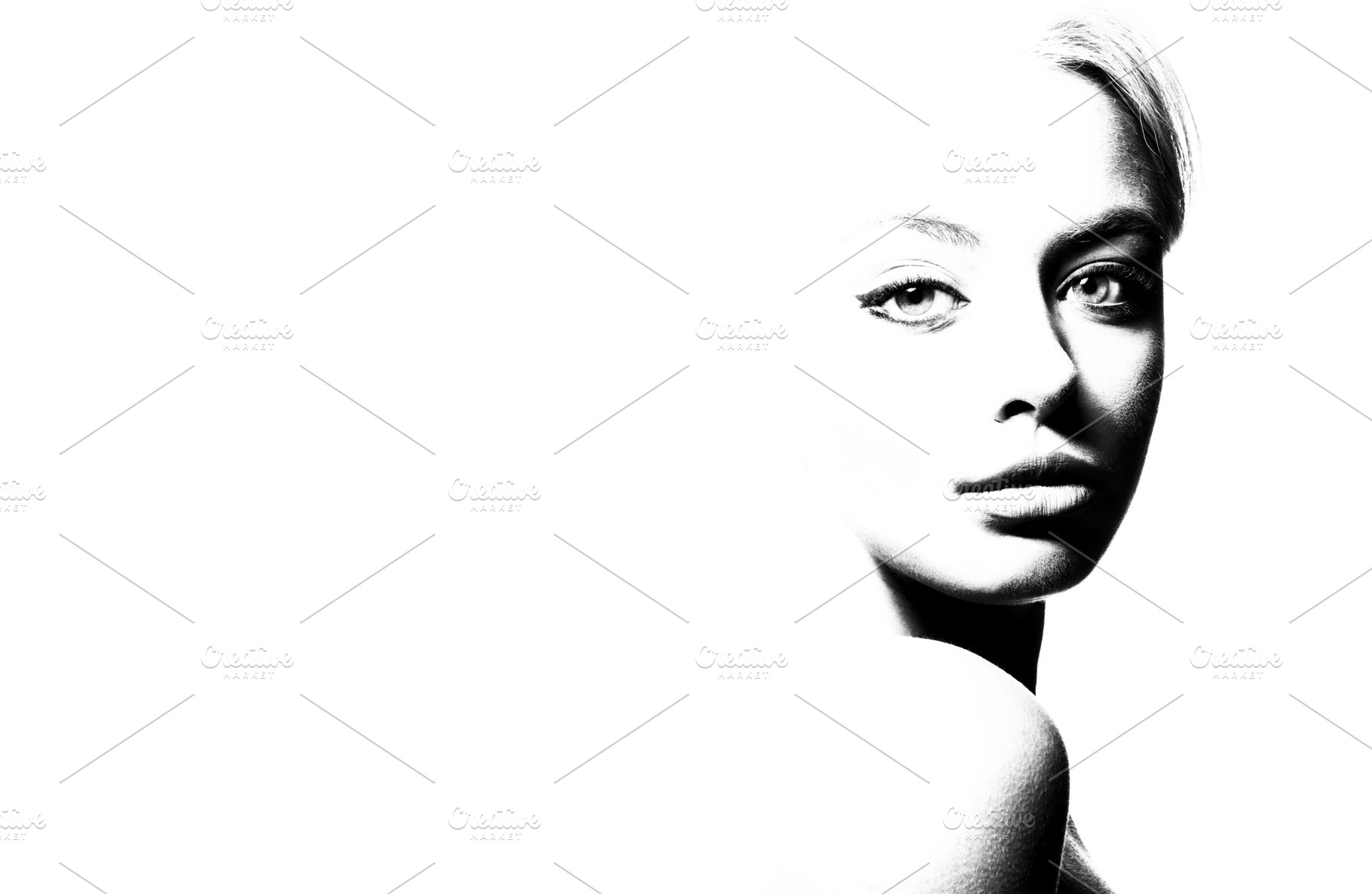 High contrast black and white stock photo containing adult and art, a Beauty & Fashion Photo by sport&beauty stock photo