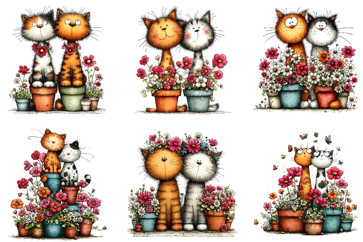 Spring Flower Pot Nursery Cat Clipar, an Illustration by CraftArtStudio (Photo 5 of 6)