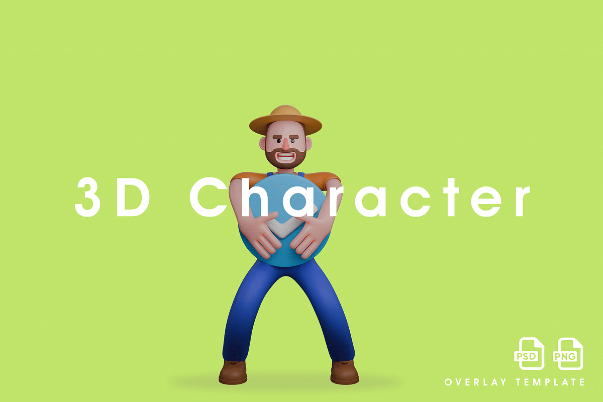 farmer seen hugging large symbol, a Person Illustration by overlaytemplates
