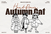 Handrawn Autumn Cat Character Set, an Animal Illustration by Invisual Studio (Thumbnail 1 of 11)
