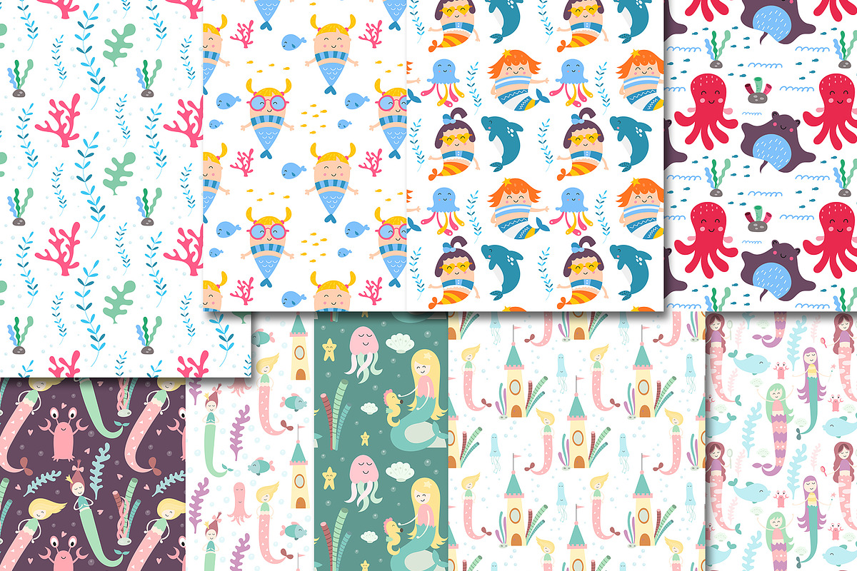 Kids pattern BUNDLE 200 patterns, a Pattern Graphic by Nursery Art