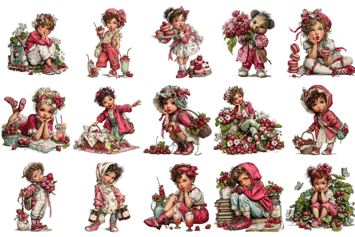 Strawberry Kids PNG Clipart, a Seasonal Illustration by OK Design (Photo 3 of 6)