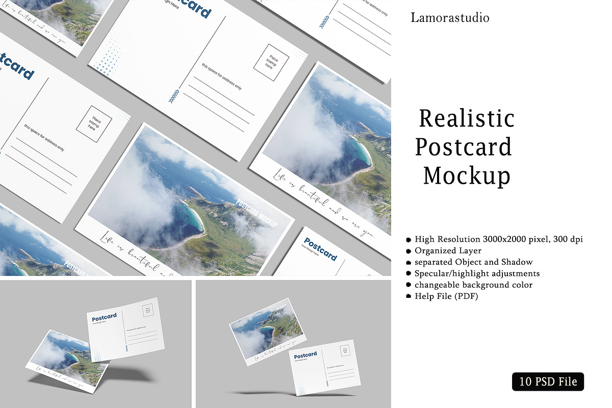 Simple Postcard Mockup, an Advertising Mockup by lamorastudio (Photo 1 of 11)