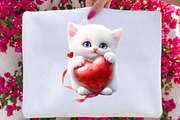 Valentine Cats Clipart PNG Bundle, a Seasonal Illustration by SVGArt (Thumbnail 3 of 5)